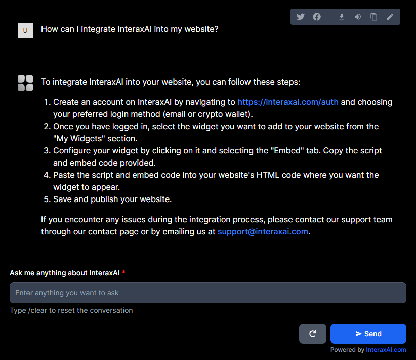 InteraxAI Chat Completion Widget